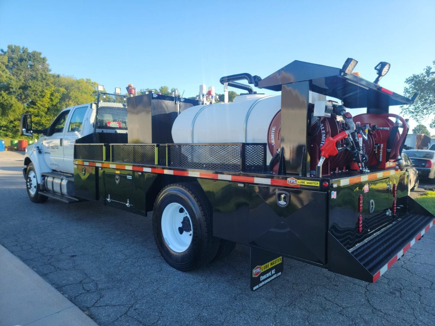 A truck with a trailer attached to it